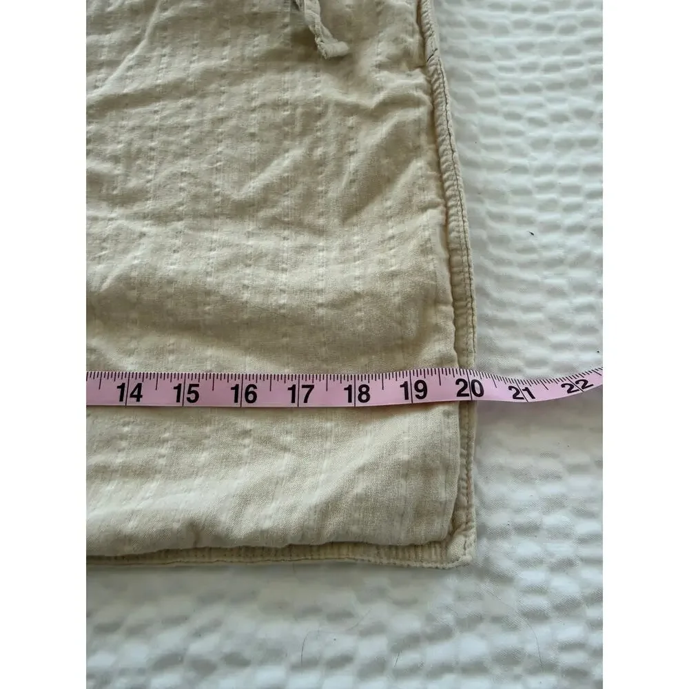 DKNY Pure Standard Queen Pillow Sham Cotton Textured Neutral Tie Back Slub 20x30